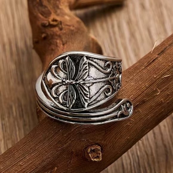 Boho Dragonfly Adjustable Spoon Ring #763 - Picture 4 of 5
